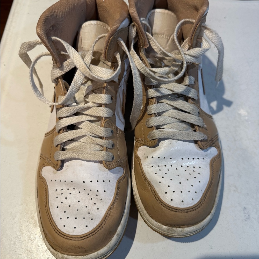Nike Tan and White High-Top Sneakers